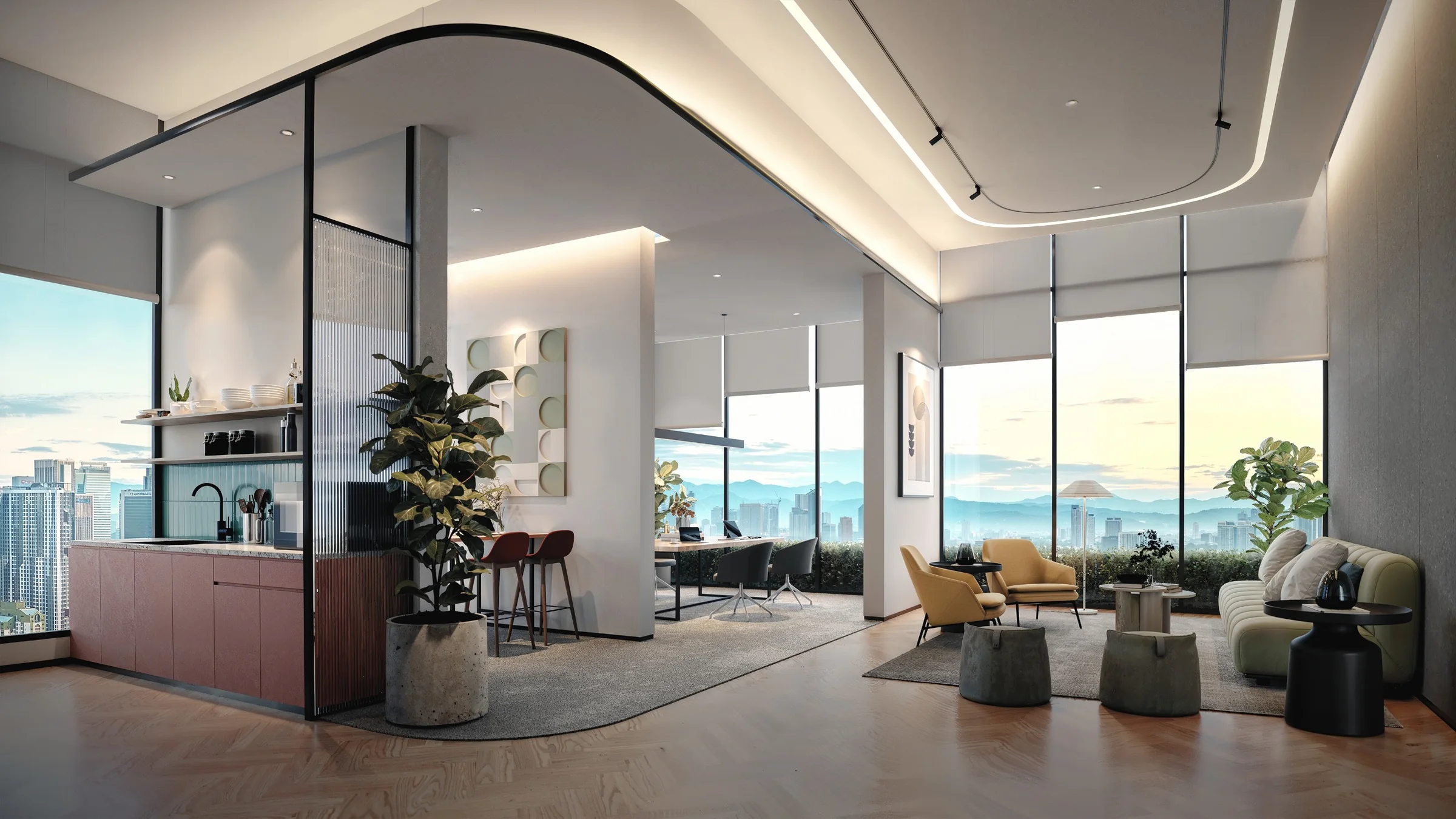 Artist's impression of a Parkside Residences living room